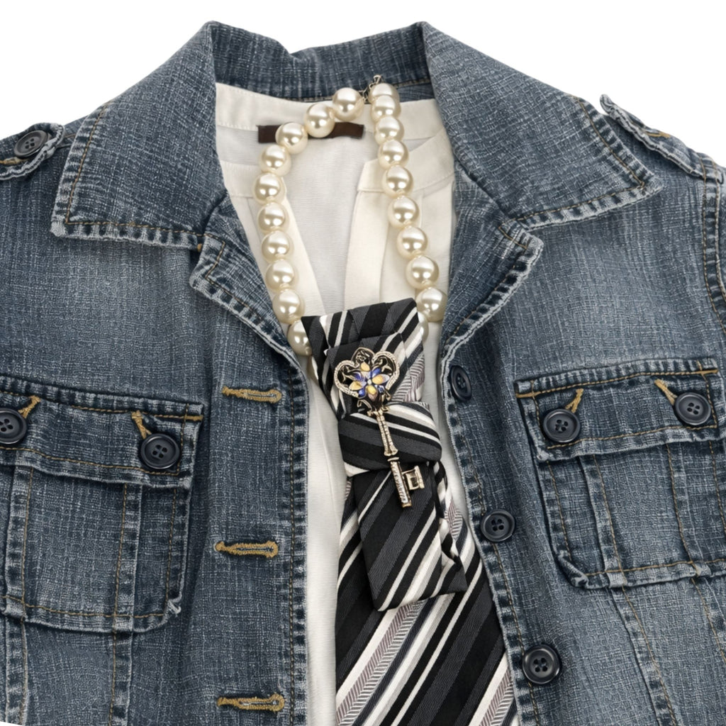 The Key to Love is Pearls Necktie Necklace