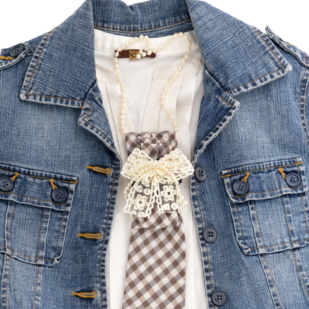 Lace & Pearls Necktie Necklace