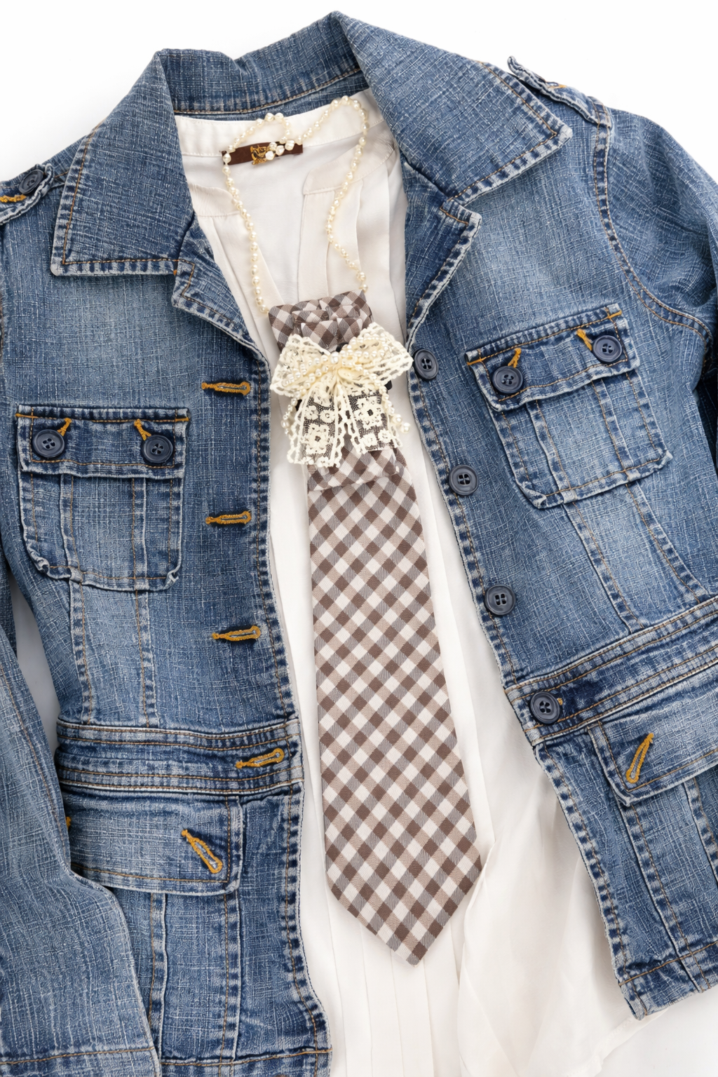 Lace & Pearls Necktie Necklace