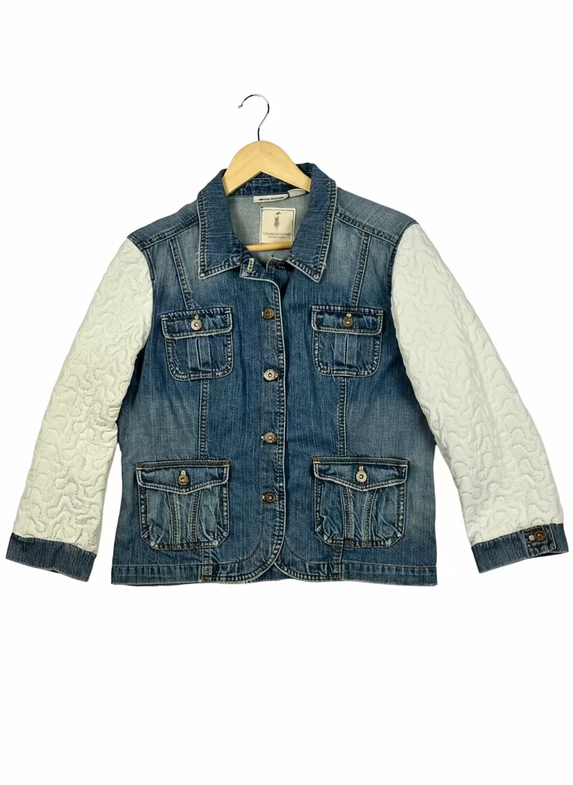 Quilted Off White Jean Jacket